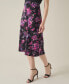 Women's Printed Pull-On Midi Skirt Black/Cerise Multi, XS - фото #7