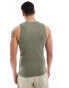 ASOS DESIGN muscle rib vest with crew neck in khaki