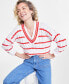 Women's V-Neck Cable-Knit Rugby Sweater, Created for Macy's