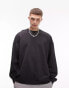 Topman oversized sweatshirt in washed black