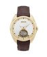 Men Roman Leather Watch - Gold/Brown, 46mm