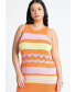 ფოტო #2 პროდუქტის Plus Size Striped Tank Sweater Dress With Ruffles