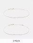 Фото #1 товара ASOS DESIGN pack of 2 anklets with bar detail in silver tone