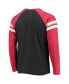ფოტო #4 პროდუქტის Men's Black, Red Atlanta Falcons Throwback League Raglan Long Sleeve Tri-Blend T-shirt