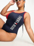 Tommy Jeans plus archive runway swimsuit in navy and red