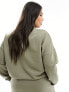 Фото #7 товара Yours cropped sweatshirt in khaki co-ord