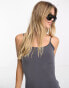 Фото #4 товара Stradivarius second skin cami maxi dress in charcoal