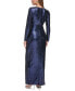 Фото #3 товара Women's Long-Sleeve Side-Ruched Sequin Gown