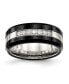 ფოტო #1 პროდუქტის Stainless Steel Polished Black Ceramic CZ Beveled Edge Ring