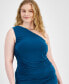Фото #3 товара Trendy Plus Size One-Shoulder Ruched Dress