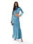 ASOS DESIGN satin asymmetric waist cut out maxi dress in teal Голубой, 44 - фото #1