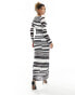 ASOS DESIGN printed mesh maxi dress in mono stripe