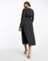 Фото #6 товара ASOS DESIGN cut out waist long sleeve midi dress in charcoal stripe