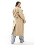 ONLY Curve longline trench coat in beige