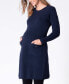 Фото #2 товара Women's Knitted Maternity Nursing Dress with Pockets