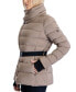 Фото #3 товара Women's Stretch Asymmetrical Belted Down Puffer Coat