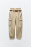 Belted paperbag cargo trousers