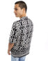 River Island short sleeve aztec print shirt in black