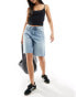 Weekday Monterey low waist wide leg denim shorts in tide blue Gezeitenblau, W25 - фото #2