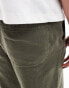 ASOS DESIGN relaxed linen trouser in khaki with elasticated waist