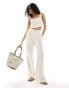 Style Cheat wide leg linen look trousers in cream