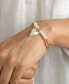 ფოტო #3 პროდუქტის 14K Gold-Plated Stretch Pearl Bracelet with Mother-of-Pearl Halo Heart