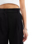 Monki high waist wide leg tailored trousers in black