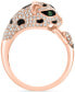 ფოტო #3 პროდუქტის EFFY® Diamond (5/8 ct. t.w.) & Tsavorite (1/20 ct. t.w.) Panther Ring in 14k Rose Gold & Black Rhodium