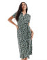 Vero Moda buttondown midi dress in green leopard print grün, L - EU 40 - фото #1