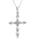 ფოტო #1 პროდუქტის Diamond Baguette Cross 18" Pendant Necklace (1/4 ct. t.w.) in 14k Gold or 14k White Gold