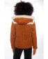 ფოტო #3 პროდუქტის Women's Hoody Shearling Jacket, Washed Tan with White Wool