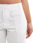 Bershka pocket detail capri trousers in ecru