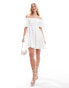 Фото #8 товара Pieces oversized sleeve babydoll mini dress in iridescent white