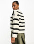 JDY knitted crew neck jumper in cream stripe