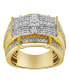 Фото #2 товара Banner of Bling Natural Certified Diamond 1.24 cttw Round Cut 14k Yellow Gold Statement Ring for Men