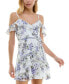 ფოტო #1 პროდუქტის Juniors' Floral-Print Off-The-Shoulder Dress