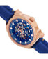 Men Weston Automatic Skeletonized Leather Strap Watch - Rose Gold/Blue