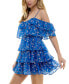 Фото #7 товара Juniors' Floral Print Tiered Ruffled Fit & Flare Dress
