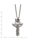 Chisel and Enameled 2 Piece Cross Crown Pendant Curb Chain Necklace