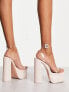 Public Desire Wide Fit Calla platform heeled sandals in beige patent