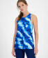 Women's Shibori Wave Mesh Racerback Tank Top, Created for Macy's Tartan Blue, XS - фото #1