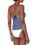 La Blanca 293988 Women's Bandeau Tankini Top Swimwear, Indigo/Capri Stripe, 8