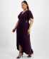 Plus Size Flutter-Sleeve High-Low Gown Фиолетовый, 22W - фото #3