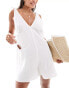 Фото #1 товара ASOS DESIGN beach double gauze tie shoulder playsuit in ivory