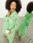 Фото #2 товара ASOS EDITION broderie drawstring long sleeve midi shirt dress in bright green