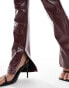 Фото #3 товара ASOS DESIGN straight leg trouser with ankle split in red crackle leather look