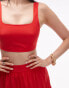 Фото #2 товара Topshop co-ord taffeta square neck crop top in red