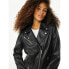 Scoop Women Faux Leather Moto Jacket Large Black 100% Polyester Longsleeve Solid