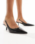 ASOS DESIGN Sharp slingback chain detail kitten heeled shoes in black