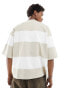 Dr Denim Curtis oversized fit t-shirt in pale taupe stripe